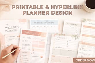 design canva printable planner etsy hyperlink digital planner calendar journal