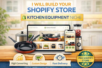 design a kitchen equipment shopify store kitchen accessories website and store