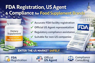 do fda registration, US agent service and compliance for food supplement brands