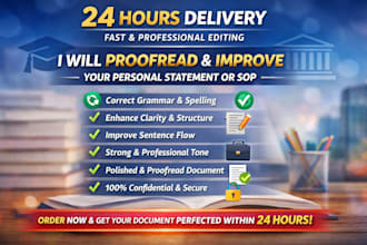 proofread and improve your personal statement or sop within 24 hours
