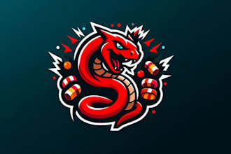 create red snack viper mascot logo for you with my on creativity