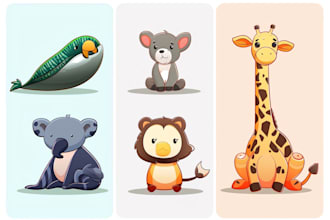 draw animals cartoon illustration