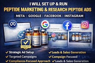 run peptide marketing, peptide ads, research peptide ads via meta, fb, google ad