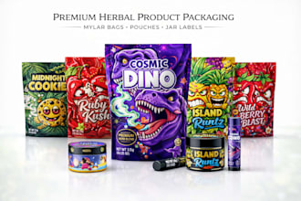 design unique weed pouch, mylar bag and cbd product labels