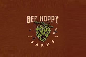 design classic female hops farmer brewery logo