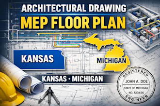 architectural drawing mep floor plan kansas michigan pe stamp