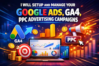 setup and manage your google ads, ga4, PPC advertising campaigns