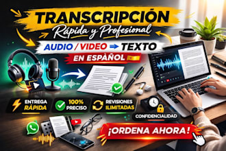 transcribe audio or video to spanish text