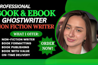 ghostwrite 30k words non fiction ebook, ebook writer, self help, business, kdp