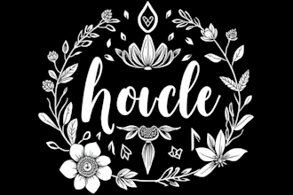 design a hand drawn botanical line art boho logo