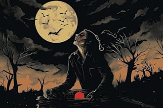 craft dark art, concept, cartoon, linocut