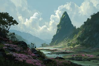 draw the landscape illustration or concept art