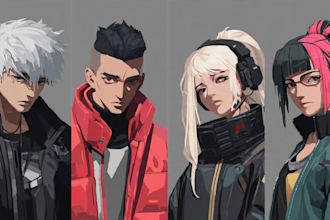 design anime character , cyberpunk character