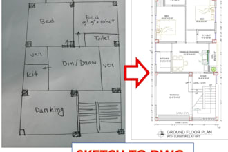 convert your sketch drawing, PDF, or image to autocad