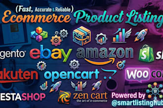 do ebay amazon walmart shopify product listings bulk upload and SEO optimization