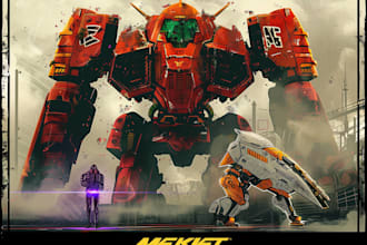 create retro mecha or scifi gundam art