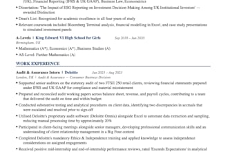 professionally edit and improve your CV for jobs and internships