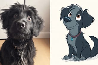 draw pet portrait into cartoon disney