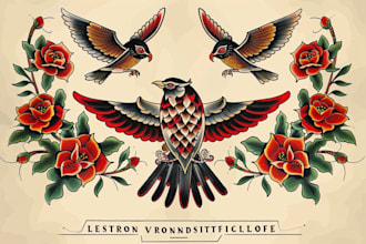 create old school or traditional tattoo style design