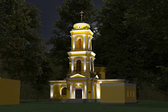 create 3d facade model and night architectural lighting render