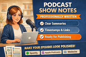 write and format professional podcast show notes for your episodes