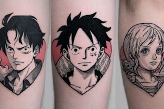 make comic cartoon anime tattoo design