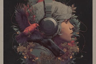 create doodle illustration for music album cover