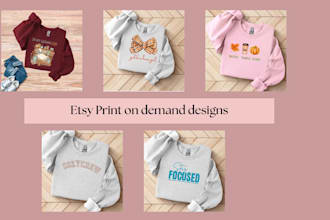 create trendy pod t shirt designs for etsy print on demand