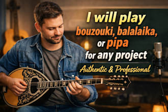 play bouzouki, balalaika, or pipa for any project authentic and professional