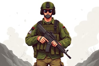 draw army soldier military themed illustration