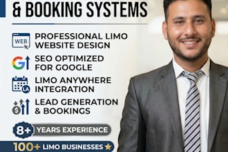 design limo website, SEO optimize, integrate limo anywhere