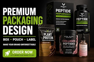 product packaging design box pouch label design peptide supplement label design