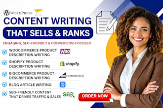 woocommerce shopify bigcommerce product description blog article content writing