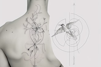 create minimalist line art tattoo with my style