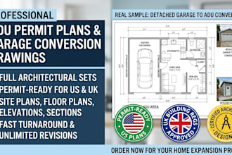 adu permit plans and garage conversion drawing city approval