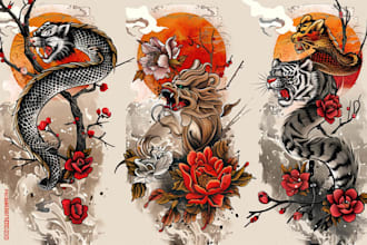 create japanese or oriental tattoo design for you