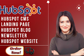 build hubspot custom website landing page, newsletter, blog template, automation