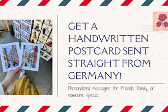 send you a personalized handwritten postcard from germany