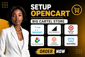 setup opencart  big cartel store target plus oscommerce adobecommerce weebly