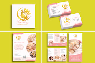design spa beauty salon skincare wellness logo flyer brochure business card menu