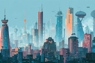 draw illustration of futuristic cyberpunk city