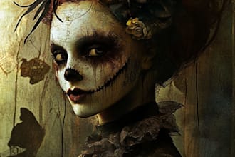 draw horror and gothic line art illustrations