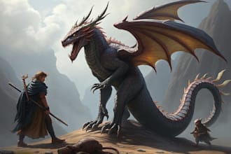 draw concept art for characters, dragons and monsters