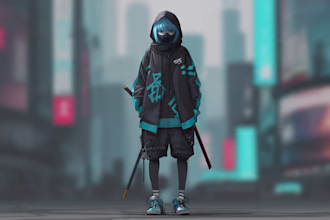 design anime character , cyberpunk character