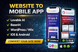 convert lovable ai or base44 website to mobile app for ios and android