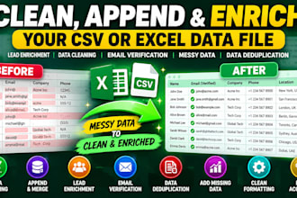 clean, append, and enrich your CSV or excel data file