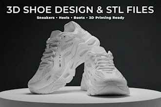 design 3d shoes, sneakers, heels, boots with stl for 3d printing and rendering
