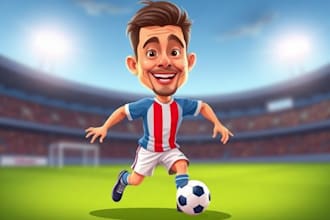 draw avatar cartoon caricature football or sport player