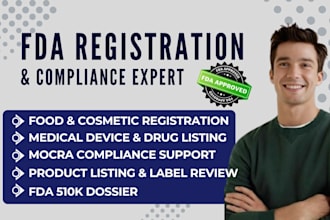 handle fda registration compliance, product listing, label review, fda US agent