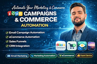 setup zoho campaigns automation, CRM integration zoho commerce zoho sites